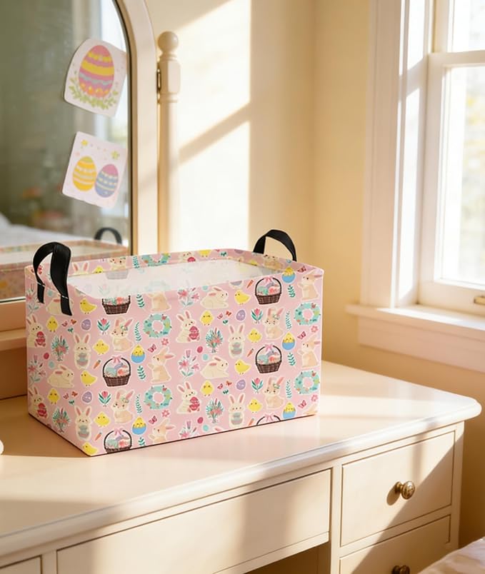Essme Rectangular Easter Basket,Kids Baskets Empty with Handles,Cute Baskets for Kids Room Decor,Boys and Girls, Gift Basket