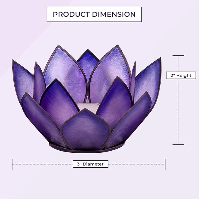 Om Gallery Capiz Shell Lotus Flower Decor Tealight Candle Holder for Serene Ambiance -Paradise Natural Shell Mini Candle Holders for Meditation, and Relaxation, Passion