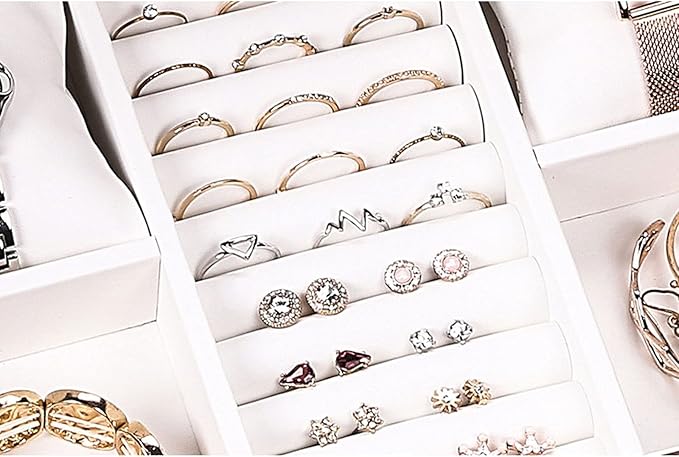 Makeup case Organizer Large Wooden Jewelry Box Velvet Necklace Earrings Watch Storage Box Jewelry Storage Box