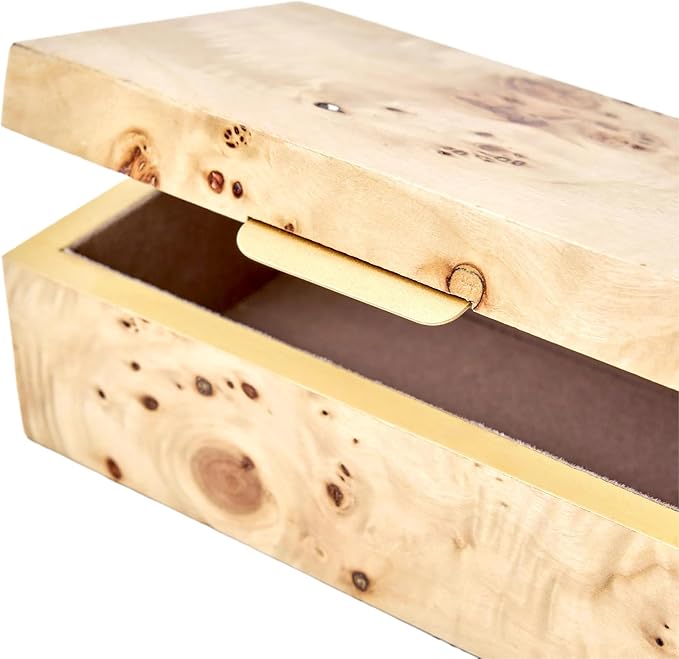 Burl Wood Tabletop Storage Box, 7.5x4.25 Inches, Keepsake Box, Decorative Box, Basket with Lid, Storage Basket with Lid, Compact Size