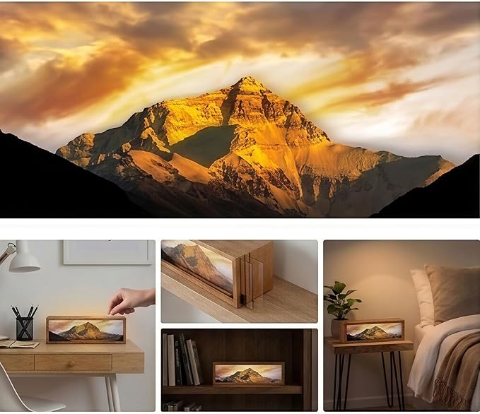 Mount Everest Led Light Box 3 Layers of Acrylic Light Box - Handmade Table Lamp for Room Decor - National Park Travel Signs Travel Gift
