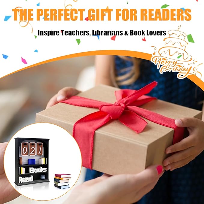 Books Read This Year Counter, Books Read Tracker for Reading Goal, Bookend Decor Book Accessories for Reader, Librarian and Teacher Reading Challenge Display
