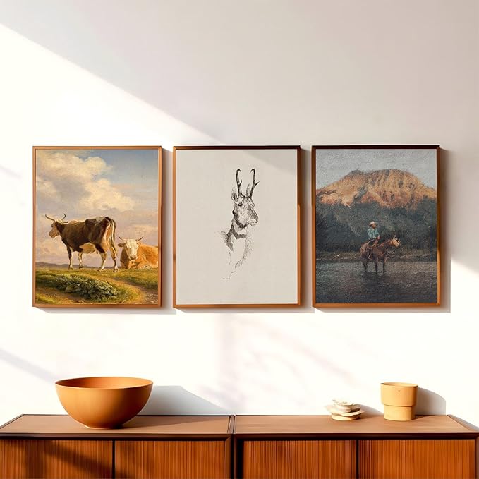 Western Wall Decor Vintage Wall Art,Southwestern Decor for Home Vintage Cowboy Pictures,Boho Ranch Desert Southwestern Wall Art,Farmhouse Artwork Prints for Western Bathroom Decoration,Unframed,16pcs