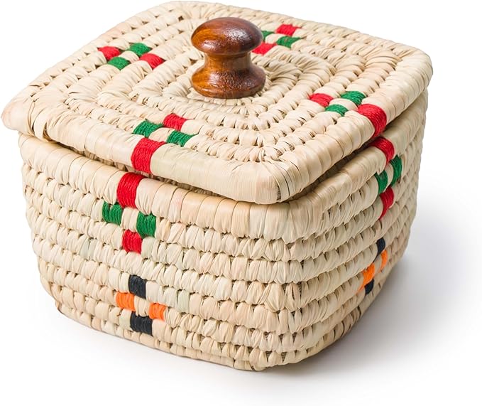 Handmade Sabai Grass Storage Box with Lid – Square Woven Decorative Organizer Basket for Home, Office & Tabletop