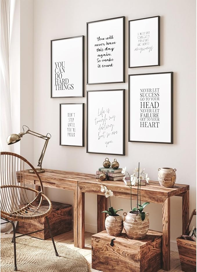 Office Inspirational Wall Art Decor Motivational Quotes Canvas Wall Art Positive Classroom Posters Pictures Office Inspirational Work Artwork for Women Home Bedroom 8x10 Inch Unframed Set of 6