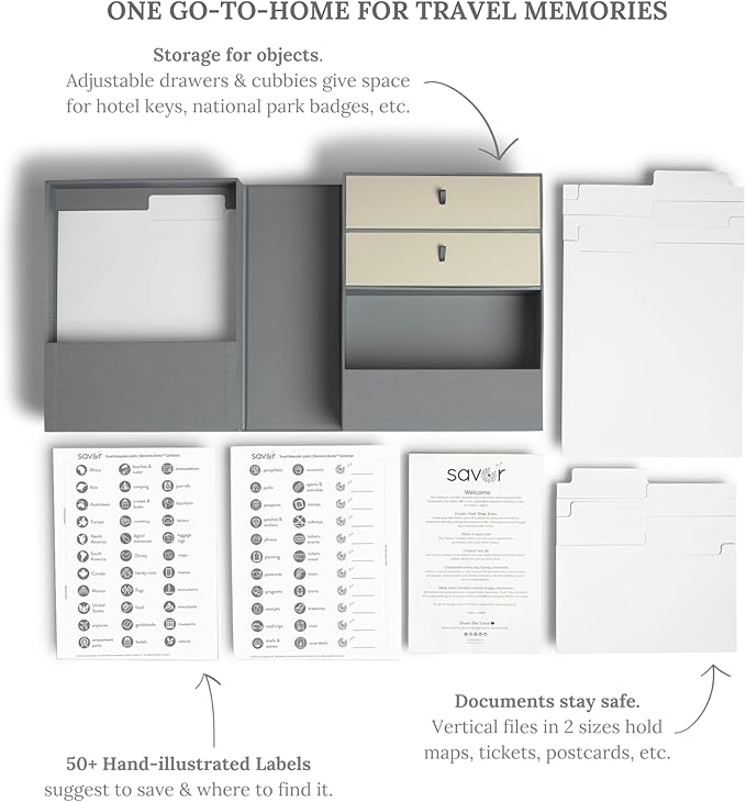 Savor | Personalizable Travel and Adventure All-in-One Organizer | One Convenient Home to Keep Your Travel and Adventure Keepsakes, Disney Mementos, Guides, Maps, Photos, Badges and Souvenirs Safe