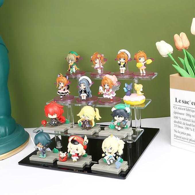 ELEGANTLIFE Acrylic Display Riser Stand – 4 Tier Clear Shelf for Funko POP, Amiibo, Figures, Collectibles, Cupcakes, Perfume, Skincare Organizer