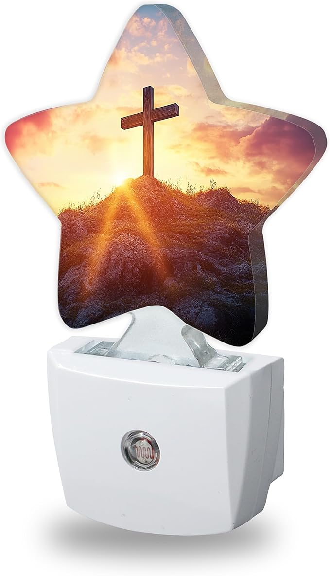 Night Light,Cross Night Lights Plug into Wall Sunset Decorations for Bedroom Bathroom,Dusk to Dawn Sensor Kitchen Hallway Stairs Energy Efficient Desk Lamp