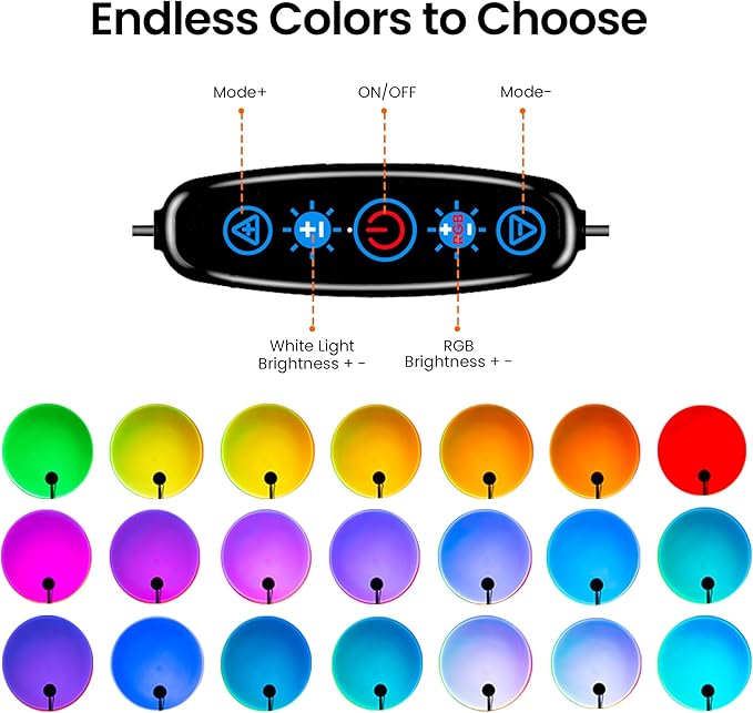 Tsrarey Sunset Lamp Projection, Not Only 21 Colors Sunset Lights, 180 Degree Rotation Led Light, Push Button Switch & APP Control Projector for Party Bedroom Decor