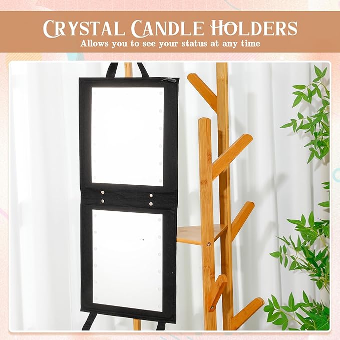 1 Pack Foldable Full Length Travel Mirror with Full Light 25.2x11.8 Inch Foldable Hanging Backstage Mirror LED Double Side Lights for Travel Camping Dance Competition Home Fitness Gift(Black)