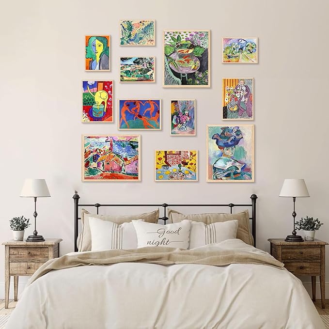 KBKBART Matisse Wall Art Prints Set of 12, Matisse Eclectic Wall Decor, Colorful Abstract Painting Wall Decor Aesthetic, Minimalist Vintage Gallery Canvas Paintings, Eclectic Home Decor, Unframed