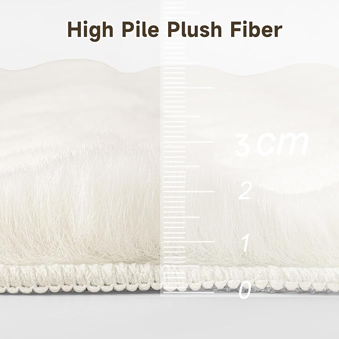 Pauwer Area Rugs for Living Room, 5x7 Fluffy Faux Fur Rug Non Slip Machine Washable Soft Shaggy Indoor Floor Carpet for Bedroom Dorms Playroom, Cream