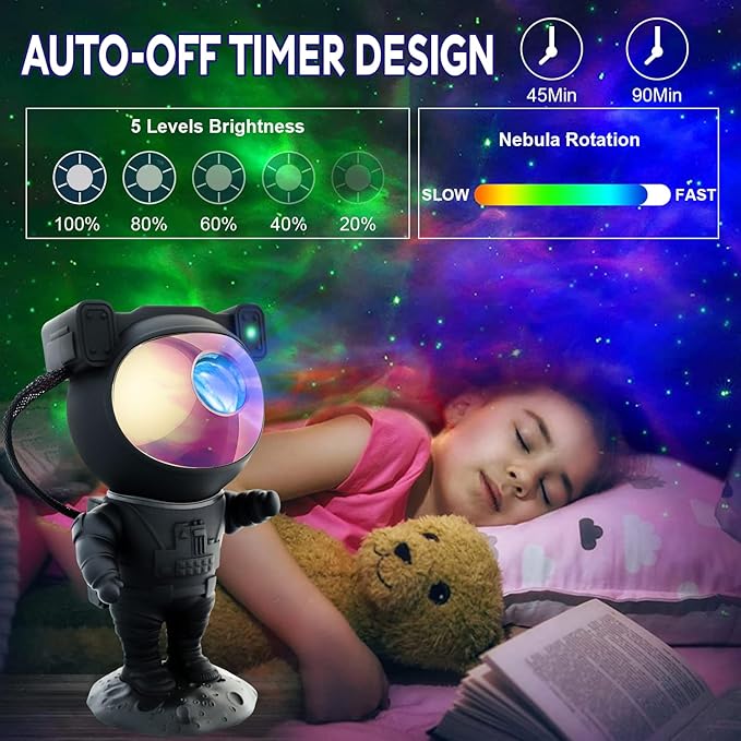 Astronaut Star Projector Galaxy Light, 360° Space Man Buddy Projector Sky LED Night Light Space Starlight Planetarium Spaceman Lamp Gifts for Kids Adults Bedroom Ceiling Room Decor