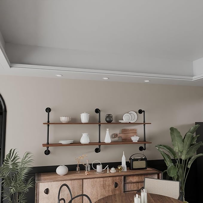 HDDFER Floating Shelves Wall Bookshelf Industrial Pipe Shelving Shelves Real Wood Planks 70 inch Rustic Wall Shelves Hanging Bookshelves Farmhouse Kitchen Bar Shelving