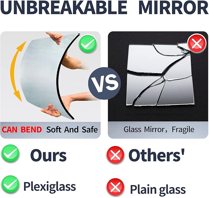 Table Mirror for Desk Vanity Mirrors Makeup Organizer Mirror Unbreakable Mirrors Travel Makeup Mirrorss, Portable Countertop Mirro Bathroom Shaving Make Up Mirro for Counter, Bedroom, Bathroom, Dorm