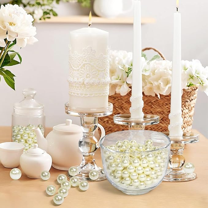 80Pcs Cream Vase Filler Pearl Beads for Crafting 20mm Beads No Holes Decor Suitable for Wedding Decor, Party Decorations, Centerpiece Table Decorations