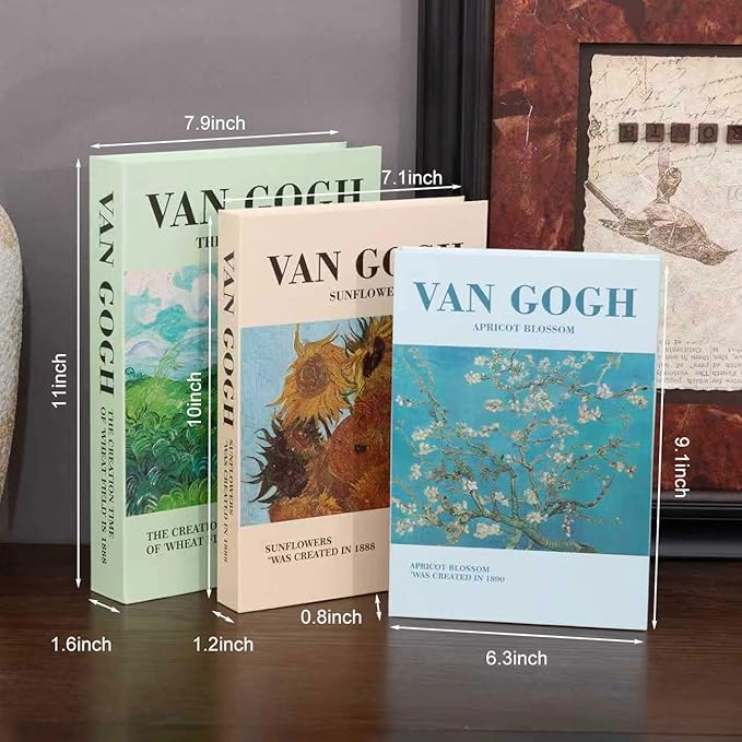 Van Gogh Art Decorative Books - Coffee Table Decor - Decorative Book for Home Decor-Faux/Fake Books for Decoration Minimalist Book Box for Coffee Table,Bookshelf, Living Room,TV Stand