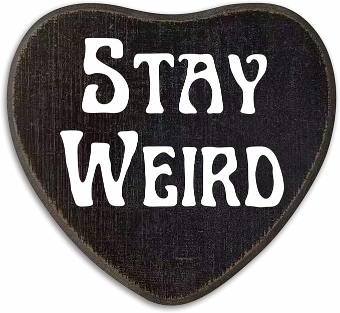 5"x 6" Wooden Plaque With A Hook -Stay Weird- Retro Gothic Wall Art, Bar, Living room, Halloween Funny Natural Pine Wood Decorative Sign, Gifts For Woman, Man, Lover, Home & Office Decoration- D06