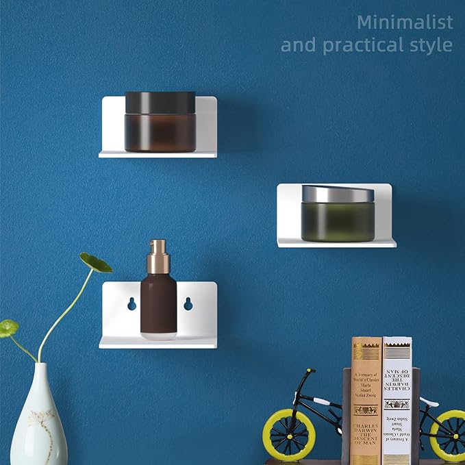 Acrylic Small Adhesive Wall Shelves,Mini Floating Shelves,Acrylic Display Shelves,Ledges for Pop Figures,Plant,Picture Photo Modern Wall for Bedroom Decor Living Room