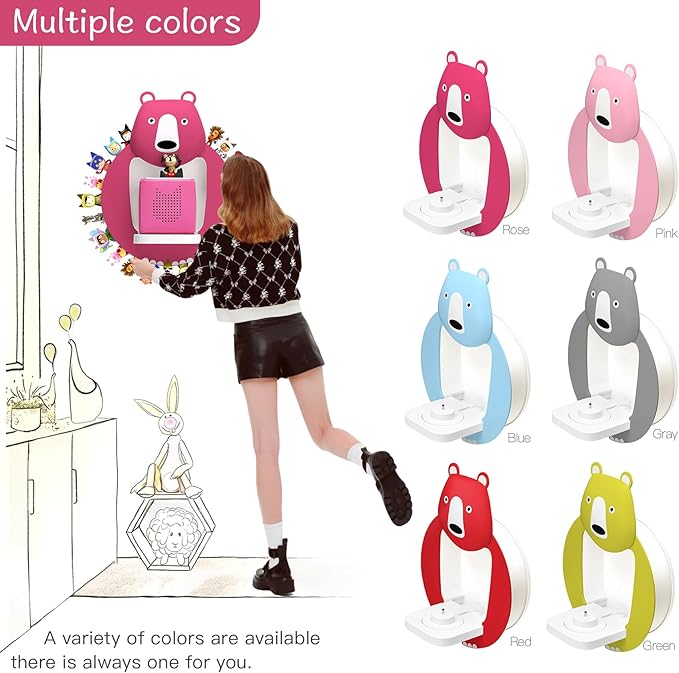 TonieBox Storage,Tonies Storage Shelf,Creative Bear Design Children's Magnetic Tonies Shelf,30-40pcs Tonies Figures Floating Shelf for Tonies Figures Display (Rose red).