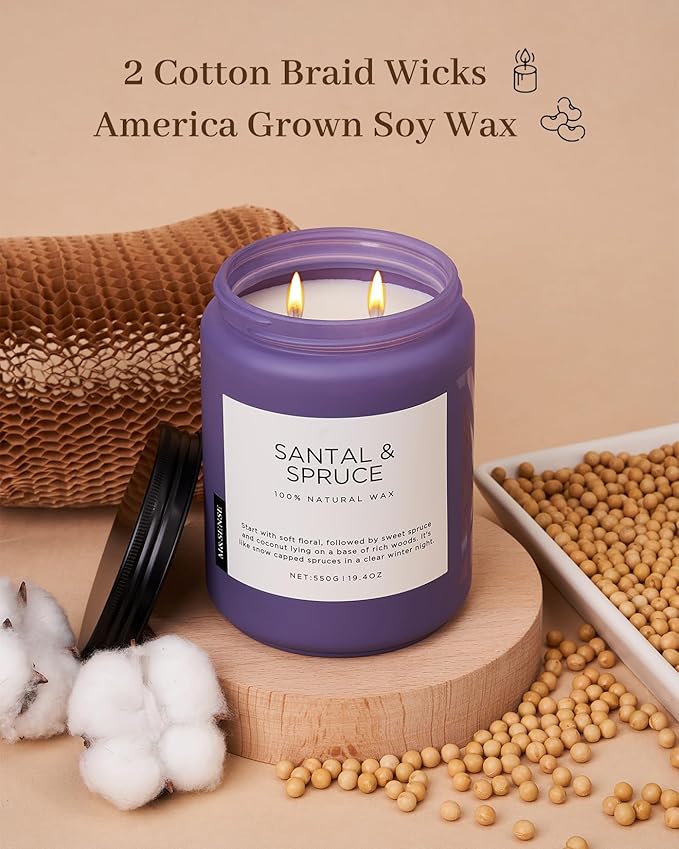 M&SENSE Sandalwood Spruce Scented Candles for Home,19.4oz 110 Hour Slow Burning Aromatherapy Candle for Stress Relief Meditation Relaxing SPA Large Candle Gifts for Mother's Day