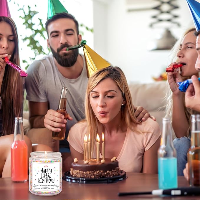 Homsolver 18th Birthday Gifts for Girls Boys, Vanilla Scent Ideas 18th Birthday Candles for Sister, Daughter, Best Friends, Handmade Aromatherapy with 50+ Hour Burn Time, Funny Birthday Decorations