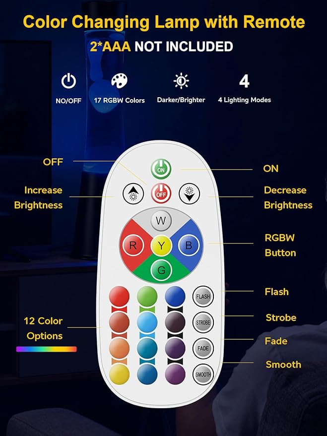 AONESY Liquid Motion Lamps with Remote,17-Color Changing Mood Lamp,15.5 Inch Large LED Night Light, Soothing Table Lamp for Bedroom, Office & Home Decor, Unique Birthday Gift for Kids, Teens & Adults