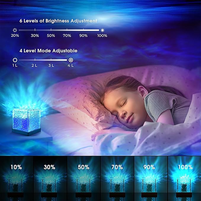 Northern Lights Projector - Rotating Ocean Wave Projector,16 Colors Changing Water Wave Lamp with Remote for Bathroom, Bedroom, Kids Room, Party, Bars, Game Rooms (Large Ocean)
