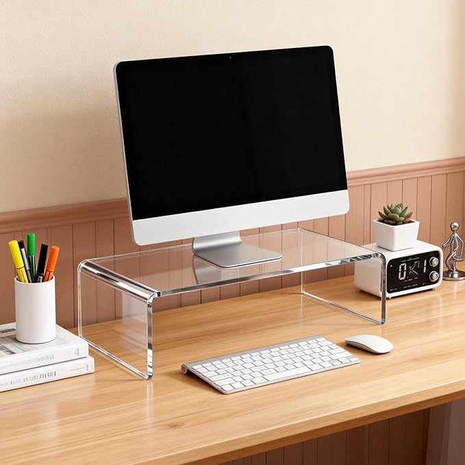 2 Sets Acrylic Display Risers,16 Inch Counter Organizer Rack, Kitchen Counter Shelf Organizer for Bathroom.for Collectibles, Jewelry, Cupcakes, Figures, Kitchen & Retail Use (black, 16 Inch, 8 mm)