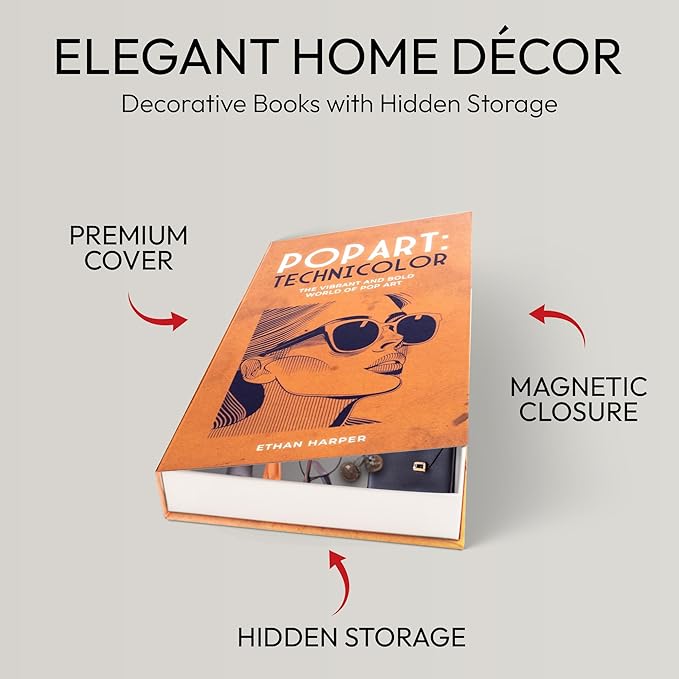 Decorative Books | Orange 10 Book Set with 3 Sizes | Preassembled with Hidden Storage | Perfectly Stackable for Easy Home Staging | Book Decor to Elevate Your Space | Home Decor Made Simple!