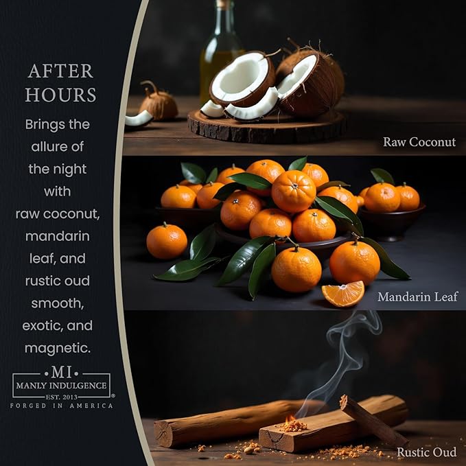 Manly Indulgence After Hours Scented Candles for Men, 2 Wick, 16.5 oz, Premium Soy Blend Wax, 60H Burn, Candles for Home Scented - Made in The USA