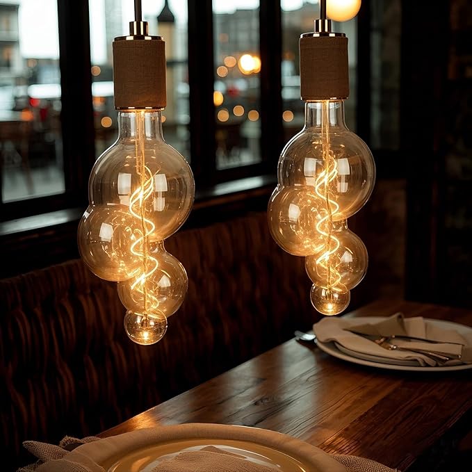 40 Watt Decorative Vintage LED Light Bulbs, Special Bubble 4W LED Filament Edison Bulb,2700K Oversized Warm Lights,Dimmable E26 Lamp Base,1-Pack