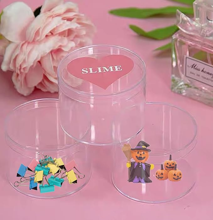 KissYou Acrylic Box with Lid Round Clear Storage Box Organizer Container Acrylic Circle Display Case Graduation Wedding Birthday Candy Boxes Party Decoration Cake Stand