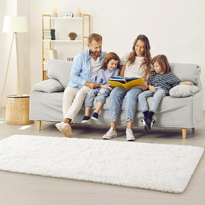 BENRON Soft Runner Rugs for Bedroom 2x6, Washable Long Runners for Hallway Entryway Kitchen Dorm, Fluffy Throw Rug for Kids Girls Room Decor Photo Prop, Cream White