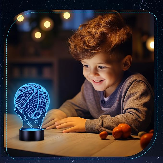 Linkax Basketball Gifts for Teens Boys Girls, Light Up 3D Illusion Night Light with 16 Colors Remote, Boy Toys for Ages 8-13, Xmas Birthday Gifts Basketball Accessories Room Decor Idea