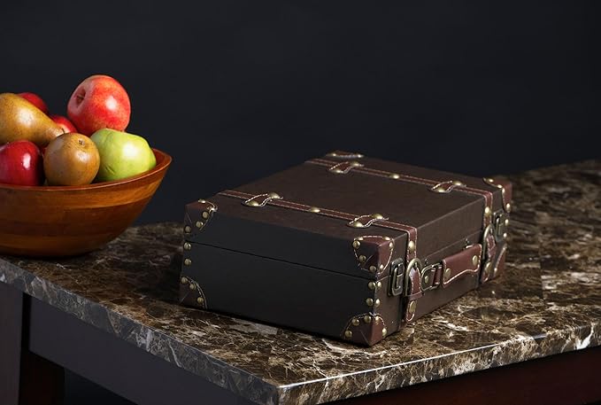 wald imports - Paperboard Suitcase -Decorative Storage Boxes - Suitcase for Decoration, Storage, and More (Brown)