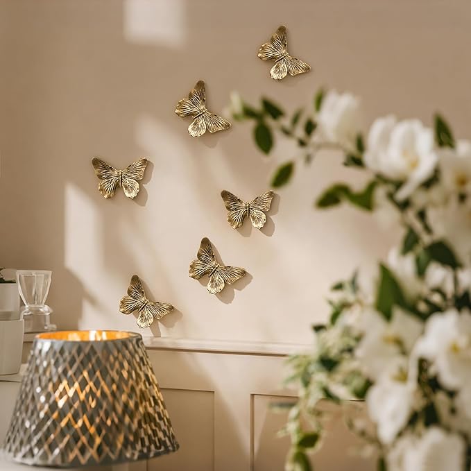 GUSFREUD 3D Butterfly Wall Decor Set – Resin Wall Decorations for Living Room, Bedroom, Garden, Yard, Outdoor and Gallery Walls - Antique Copper - Set of 3