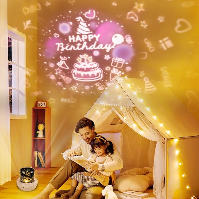 21 Sets of Films, Kids Night Light Projector, Projector Night Light for Kids Bedroom, Ceiling, Star Galaxy Projector for Baby Toddler Girls with 360° Rotating, Birthday, Christmas, Nursery, Room Decor