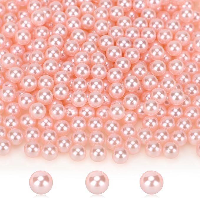 Suream 1300PCS Pearl Beads for Centerpieces, 8mm/0.31in No Hole Artificial Beads for Vase Filler, Jewelry Making, Table Scatter, Wedding Decoration, Makeup Holder, DIY Craft Projects, Pink