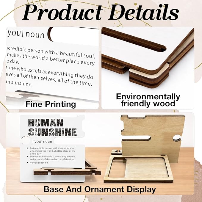 Inspirational Gifts for Coworker - Multi-functional Desk Organizer - Motivational Office Quote Wooden Sign for Office Desk Shelf Decor