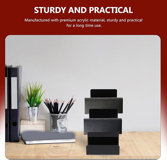 Cabilock Multi-Layer Acrylic Wallet Display Stand 5-Tier Black Purse Organizer Rack for Home and Store Counter Top Suitable for Wallets Handbags Sunglasses Jewelry Storage