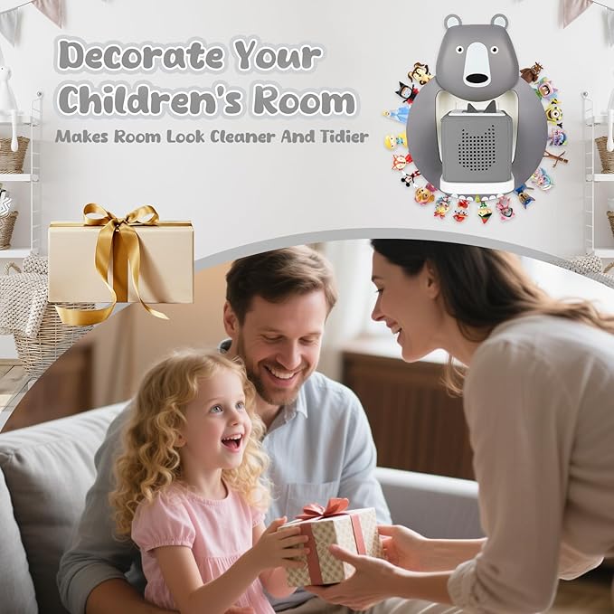 TonieBox Storage, Tonies Storage Shelf,Creative Bear Design Children's Magnetic Tonies Shelf,30-40pcs Tonies Figures Floating Shelf for Tonies Figures Display(Grey).
