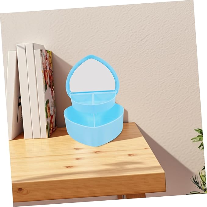 PRETYZOOM 2pcs Heart-shaped Jewelry Box Mirror Storage for Travel Hair Accessories for Girls Kawaii Organizers Makeup Box Mirror