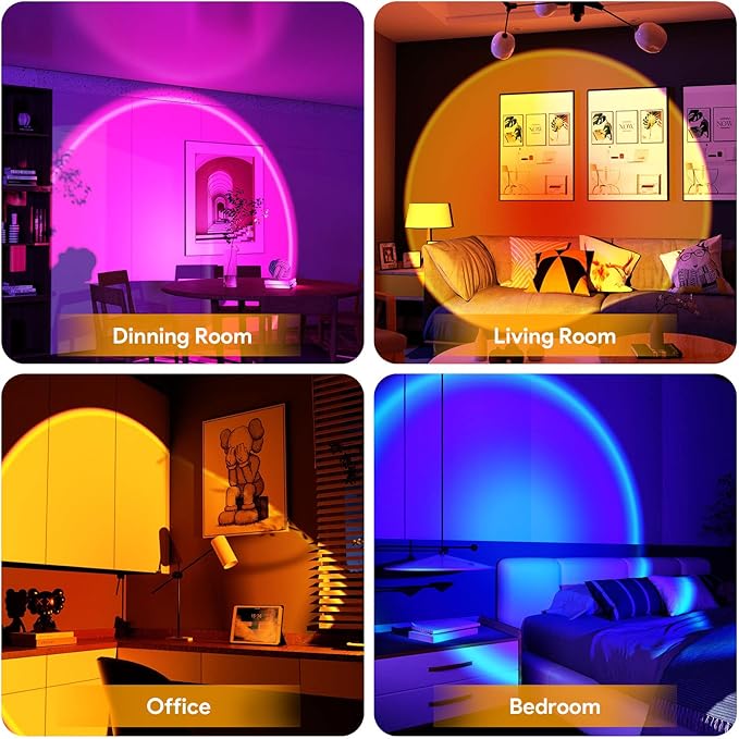Bavcieu Sunset Lamp Projection Led Lights with Remote, Multicolor Night Light 360° Rotation Rainbow Lights 4 Modes Setting for Photography/Selfie/Party/Home/Living Room/Bedroom Decor, Gifts for Women