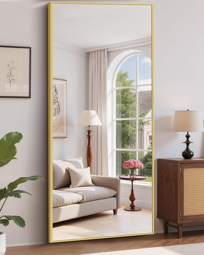 78"x35" Floor Mirror Full Length - Standing Mirror with Aluminum Alloy Frame, Large Body Mirror for Bedroom, Living Room, Wall Mounted or Leaning