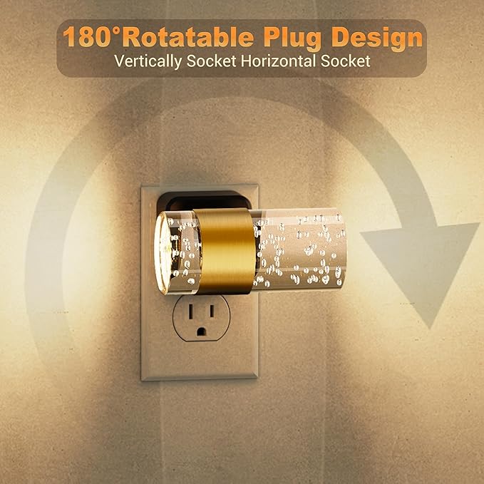 JandCase Night Lights Plug into Wall, 2 Pack 3CCT Color Changing Night Light, 10/50/100LM Adjustable Brightness Nightlight, Amber/3000K/5000K Nightlight with Dusk to Dawn Sensor for Home Decor