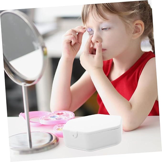 SOLUSTRE Portable Travel Jewelry Box Makeup Storage Mirror Earring Holder Mini Organizer for Women Fashion White