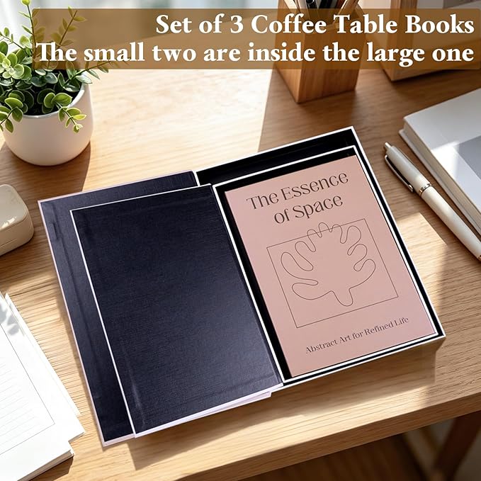 XKDOUS Set of 3 Aesthetic Decorative Books for Home Decor Coffee Table Books Hollow Keepsake Photo Storage Boxes Modern Shelf & Bookshelf Decoration for Living Room, Bedroom