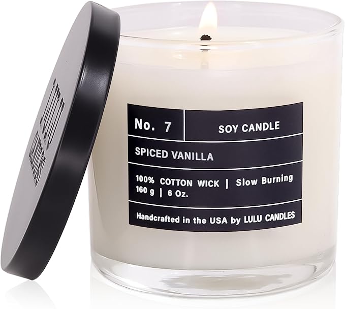 Lulu Candles | Spiced Vanilla | Luxury Scented Soy Jar Candle | Hand Poured in The USA | Highly Scented & Long Lasting (6 Oz.)