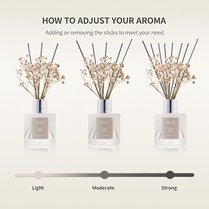 Airkeep Reed Diffuser Set,3.38 fl oz (100 ml) - Citrus Lemon Oil Diffusers with 8 Reed Sticks, Home Fragrance Reed Diffuser for Bathroom Shelf Decor